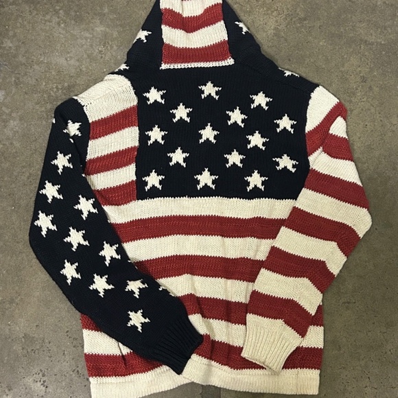 Polo Ralph Lauren Sweater S small American Flag shawl Cardigan Stars Stripes - Picture 5 of 7